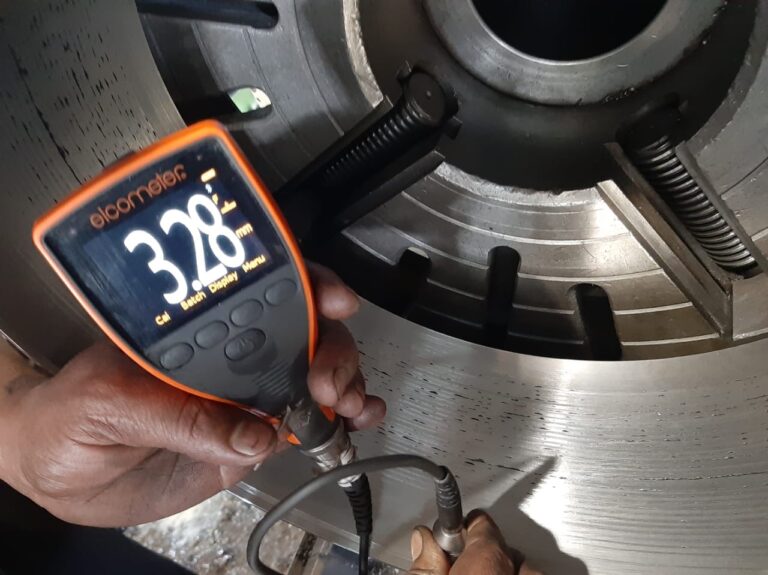 Inconel claading inspection on Lathe using Elcometer